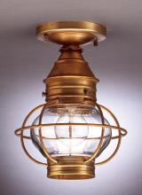 Northeast Lantern 2514-AC-MED-CSG - Caged Onion Flush Antique Copper Medium Base Socket Clear Seedy Glass