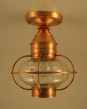 Northeast Lantern 2524-AC-MED-CSG - Caged Onion Flush Antique Copper Medium Base Socket Clear Seedy Glass