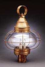 Northeast Lantern 2573-AC-LT3-CSG - Caged Onion Post Antique Copper 3 Candelabra Sockets Clear Seedy Glass