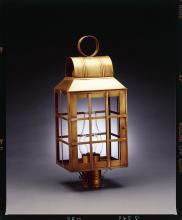 Northeast Lantern 8143-AC-CIM-CSG - Culvert Top H-Bars Post Antique Copper Medium Base Socket With Chimney Clear Seedy Glass